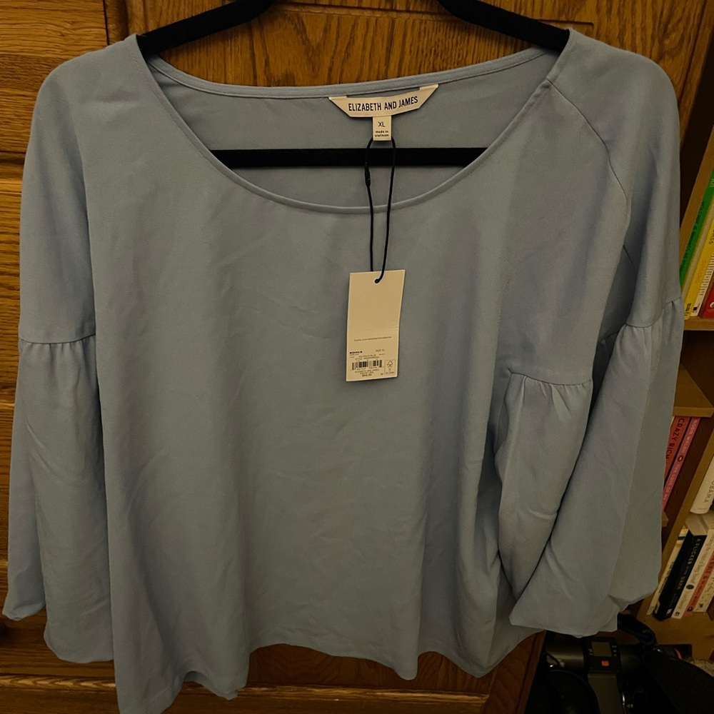 Elizabeth and James light blue blouse. Balloon sleeves. NWT